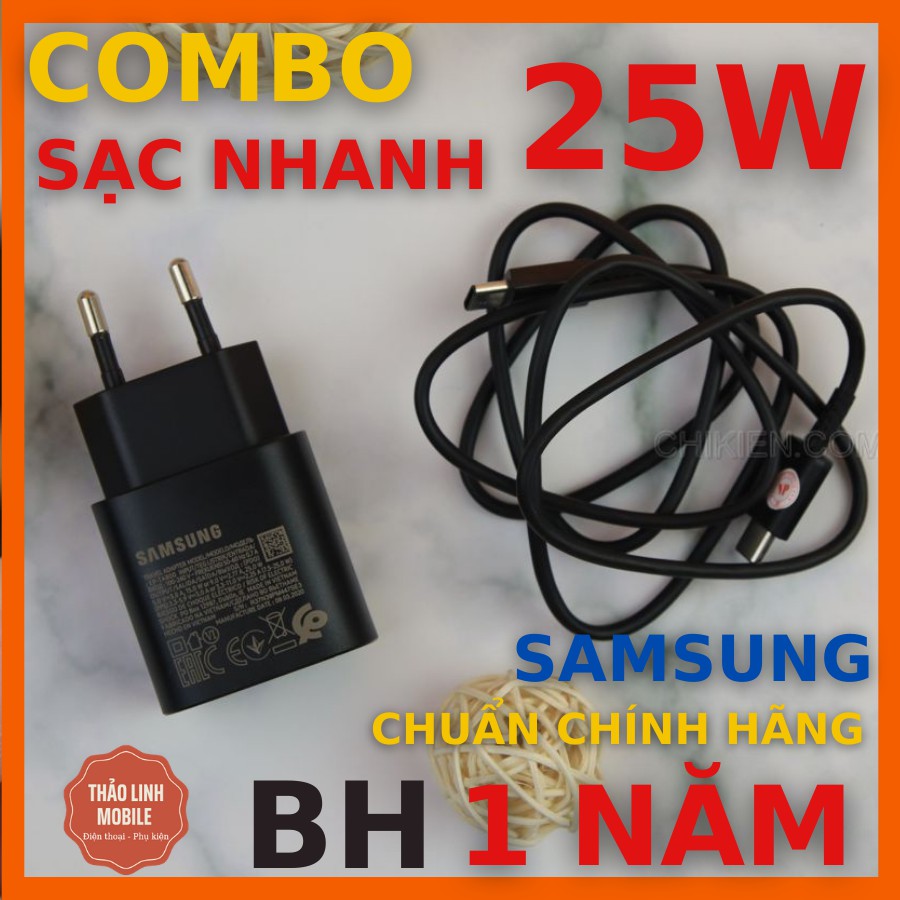 Sạc nhanh Samsung Chính Hãng 25W zin máy Note 10, Note 10 Plus, Samsung S110 5G, A90, A80, A70 - Cáp Type C - Type C