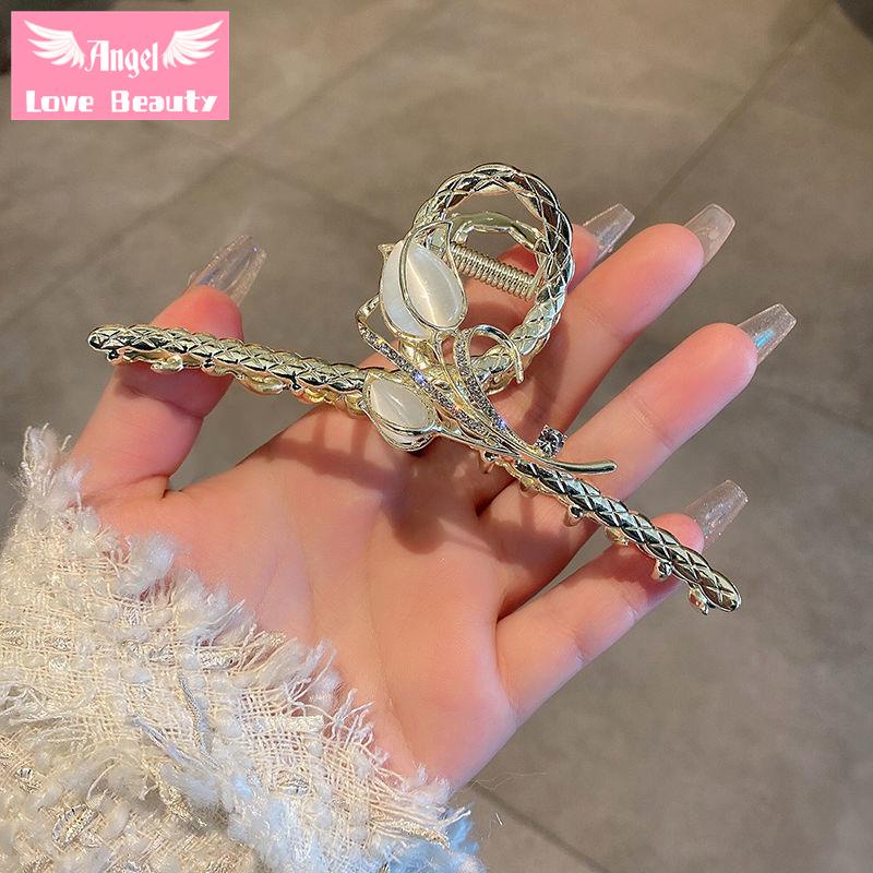 Kẹp Tóc Hình Hoa Tulip Đính Đá Opal 2022 Thời Trang Cho Nữ