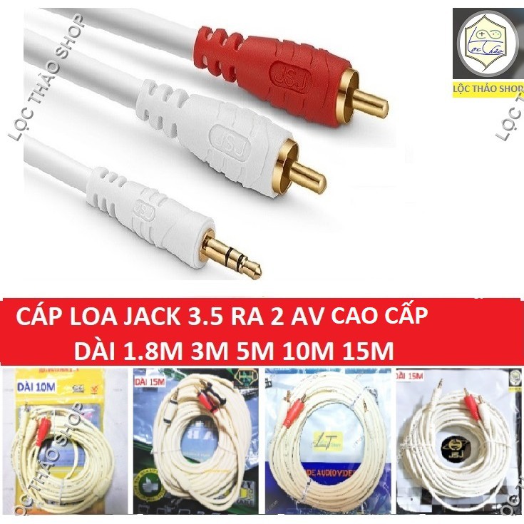 Dây Cáp loa(điện thoại) Jack 3.5 ra 2 đầu bông sen AV dài 1.7M ( BH 12T )