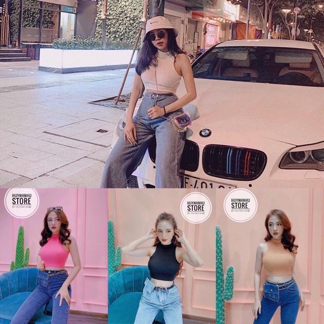 Áo ba lố khoét ngực cổ cao nhiều màu form croptop vải siêu co dãn freesize dưới 53kg - Carotshop | BigBuy360 - bigbuy360.vn