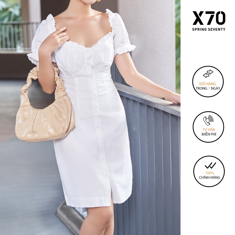 Đầm Nữ Linen Kiểu Dáng Tay Phồng Thiết Kế Họa Tiết Thời Trang X70 - 00880003