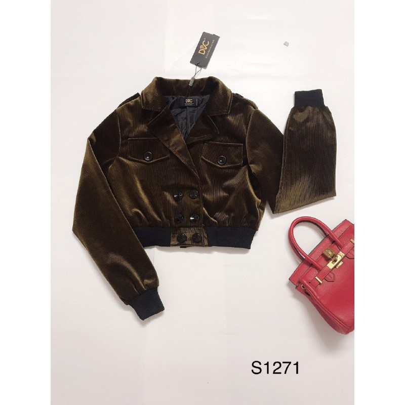 [ xả kho ] MiD Áo khoác dáng ngắn A1271 chất nhung Hàn Mie Design kèm ảnh thật