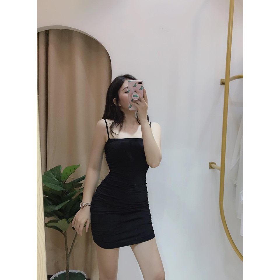 Váy body 2 dây chun nhún hông chất cottonzip ôm tôn dáng cho nữ Yoomeclothing [ẢNH THẬT TẠI SHOP] | BigBuy360 - bigbuy360.vn