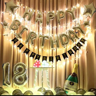 Trang trí sinh nhật ❤️Bống Balloon shop❤️ Set bóng bay trang trí sinh nhật tông màu trắng đen s9🎈RẺ ĐẸP