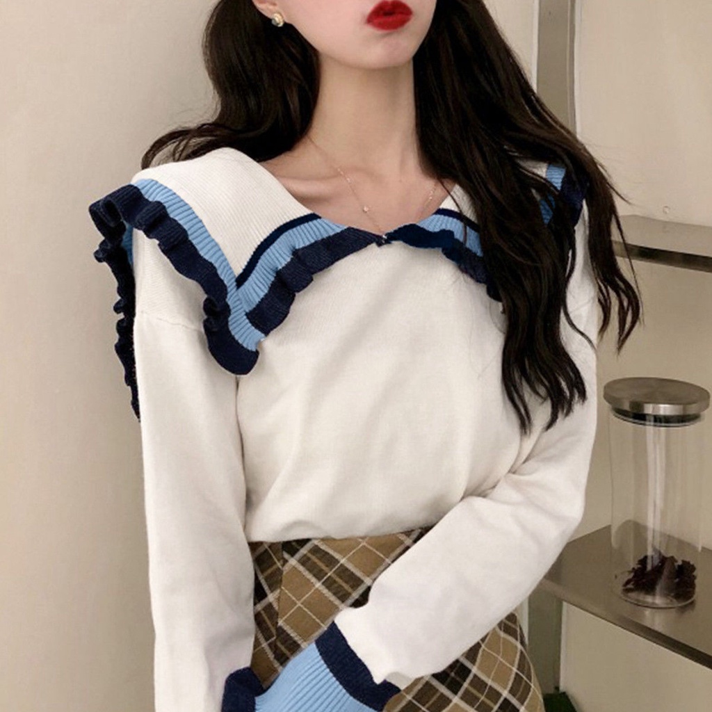 Áo len tay dài cổ thủy thủ thời trang dành cho nữ