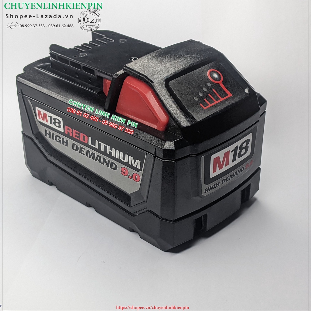 Vỏ mạch thay thế pin Milwaukee 18V 9Ah lắp 15 cell 18650, mạch nhận sạc zin