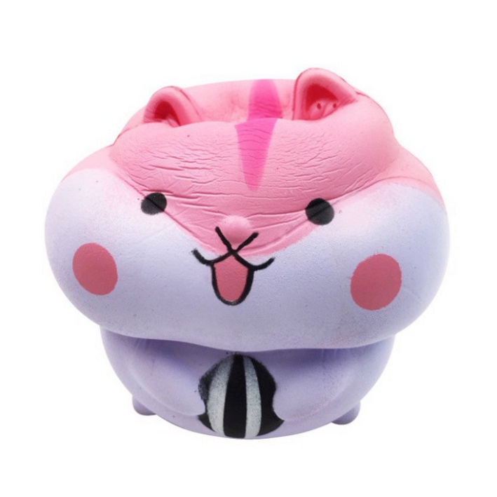 SQUISHY chuột sóc màu hồng má hồng lè lưỡi tay cầm bóng