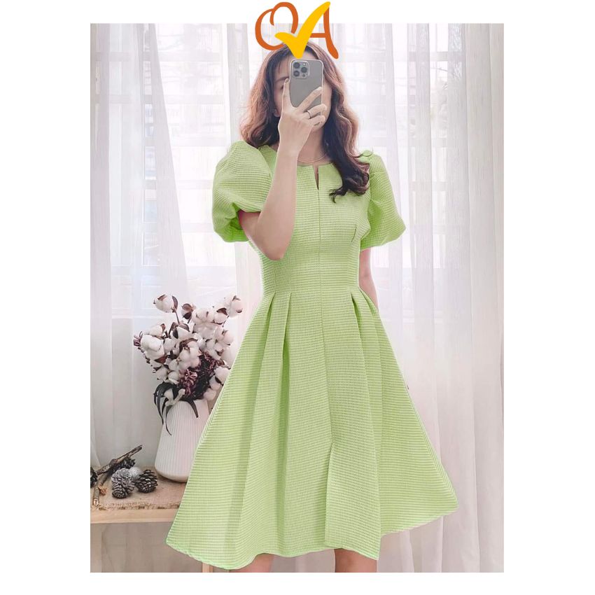 Váy nữ Quocanh dạo phố, công sở, đầm xòe tiểu thư xinh xắn, sang chảnh chất vải monza