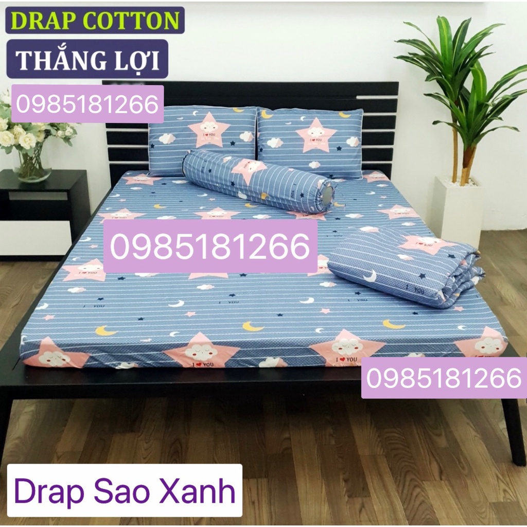 Bộ Drap Cotton 100% Thắng Lợi chính hãng IN LOGO THẮNG LỢI, giặt được bằng tay và máy (ảnh Thật)