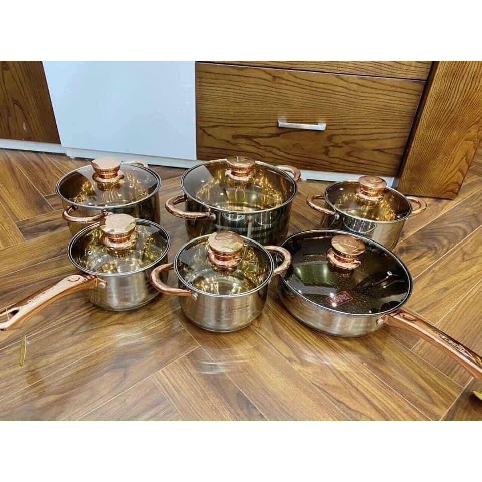 Bộ nồi Đức chính hãng 6 món, 12 chi tiết  ENGELBERG bền đẹp, sang trọng
