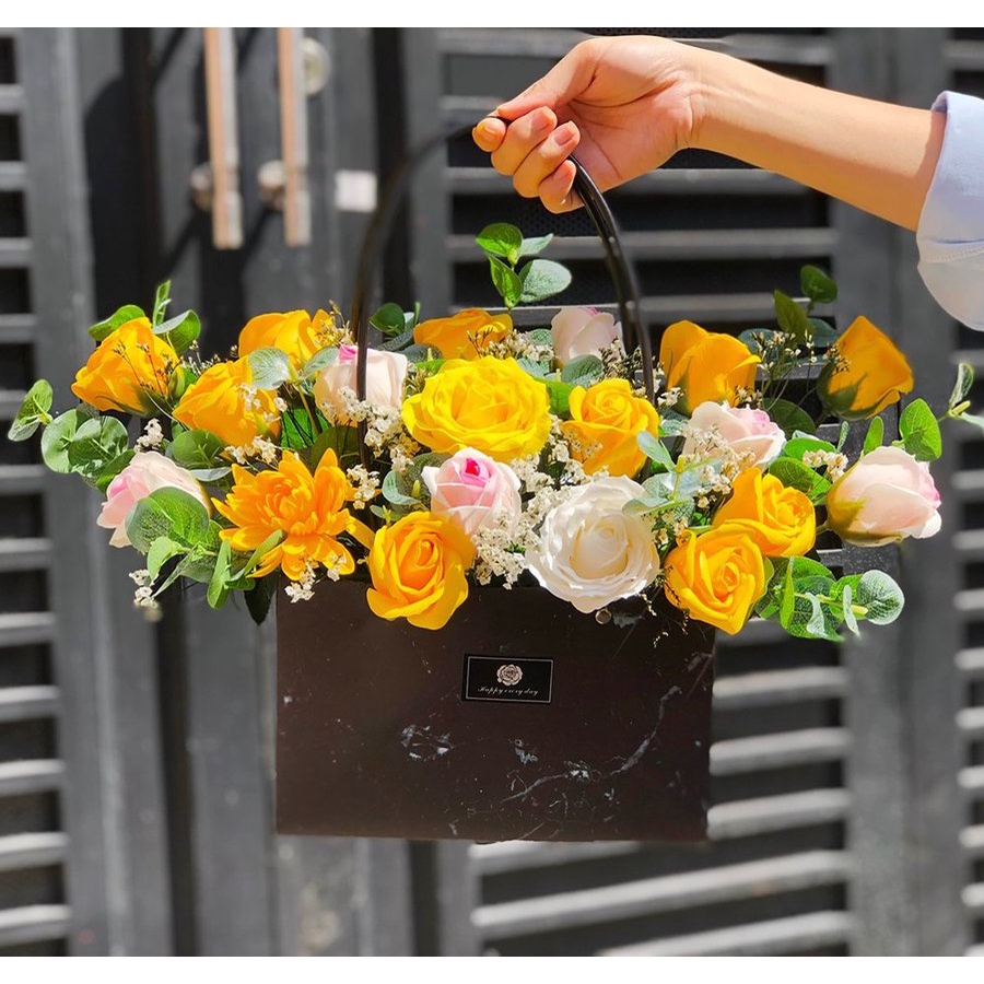 [HỎA TỐC] Ảnh thật giỏ hoa hồng sáp thơm Lala lưu hương lâu, cánh hoa to đẹp thích hợp làm quà tặng sinh nhật, 8-3,20-10