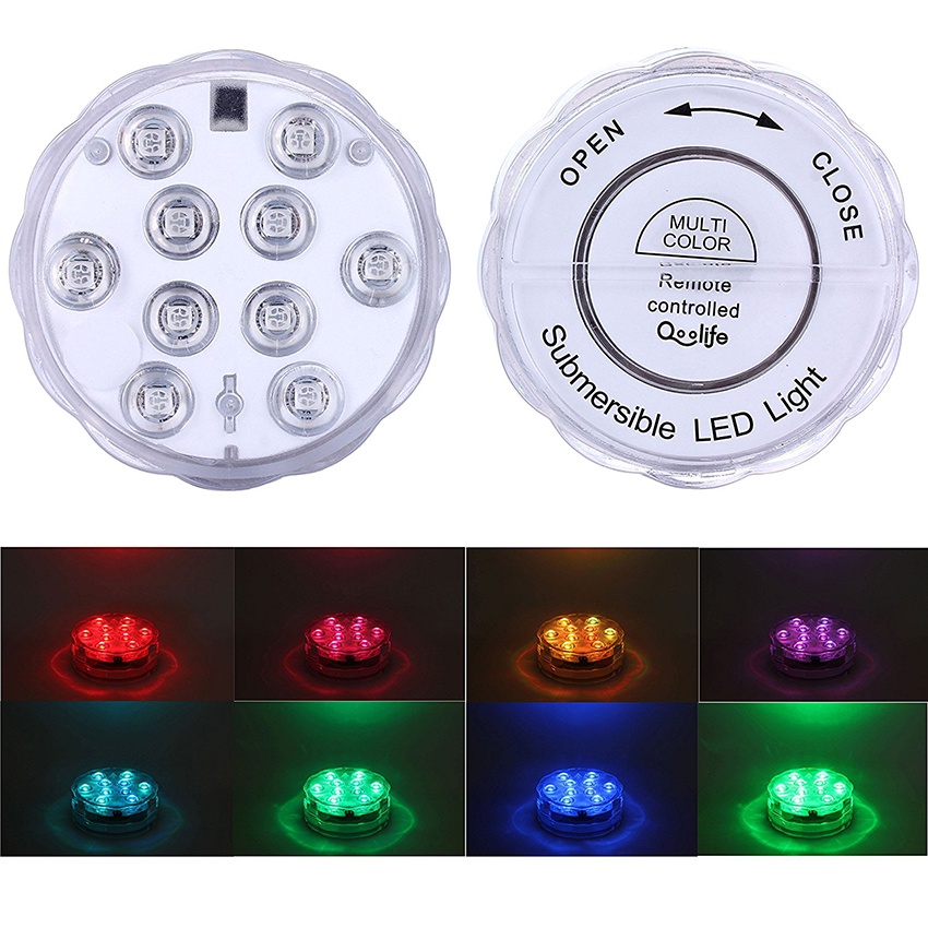 Đèn Led 10 Bóng RGB Chống Thấm Nước Sử Dụng Pin Cho Bể bơi / Đế Bình Hoa