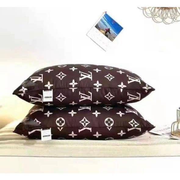 MỘT ĐÔI RUỘT GỐI NÂU HOA VĂN HÀNG LOẠI 1 BÔNG TRẮNG NẶNG 1,3KG