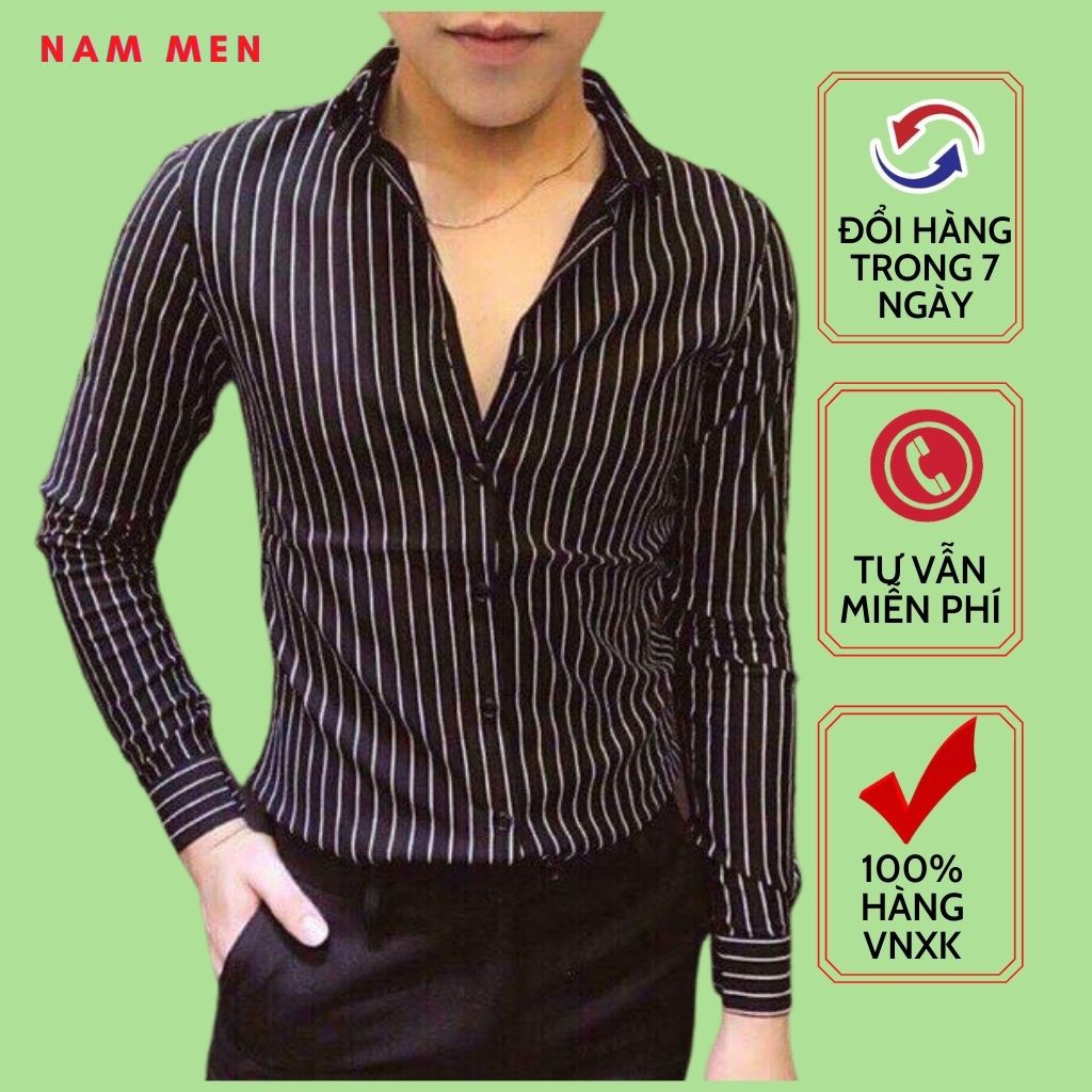 Áo Sơ Mi Kẻ Sọc Nam Dài Tay,Vải Lụa Cao Cấp Chống Nhăn, Mát Mịn Thấm Hút Mồ Hôi | BigBuy360 - bigbuy360.vn