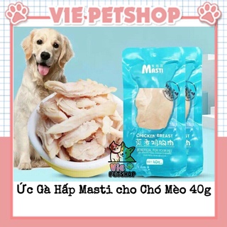 Ức gà hấp ăn liền masti cho chó mèo gói 40gr | vie petshop