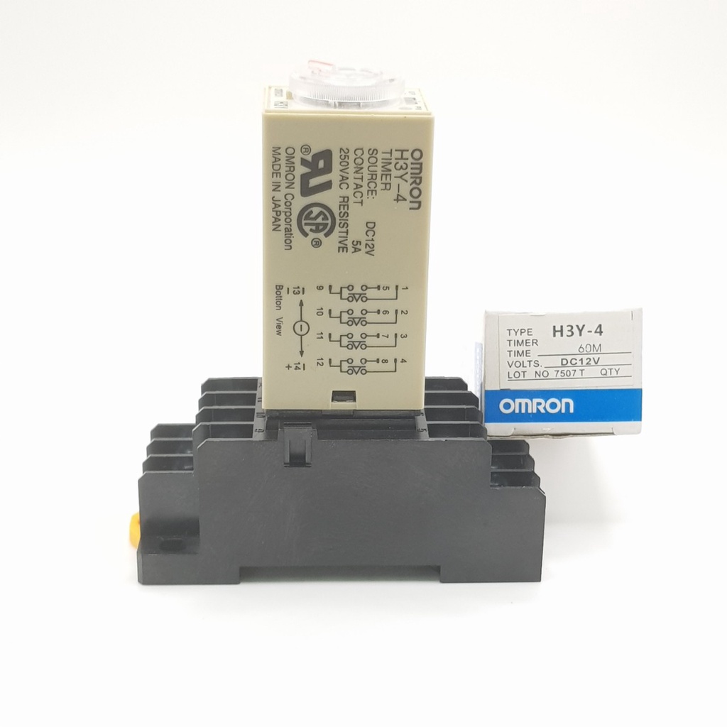 Relay thời Gian H3Y-4, H3Y-4 12V 60M, rơ le thời gian, relay 12v 60 phút, timer hẹn giờ. H3Y-4/H3Y-2