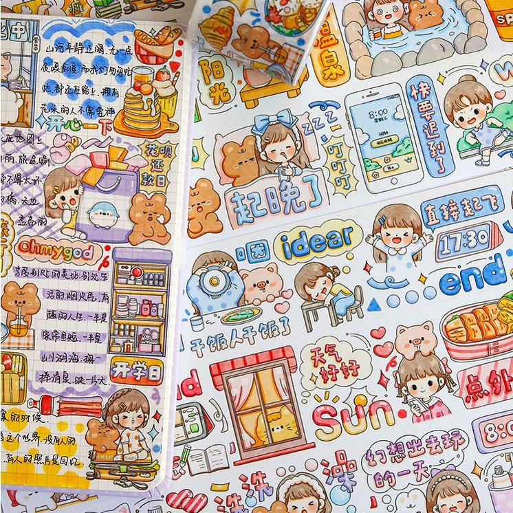 Cuộn washitape họa tiết Telado dễ thương, Chiết chu kỳ DoDoJam xinh xắn, sticker dán trang trí sổ tay