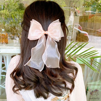 Kẹp Tóc Nơ Đính Ngọc Trai Phong Cách Hàn Quốc Xinh xắn