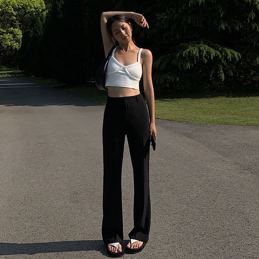 Cocory vn Áo croptop không tay màu trơn phong cách mùa hè thời trang quyến rũ cho nữ