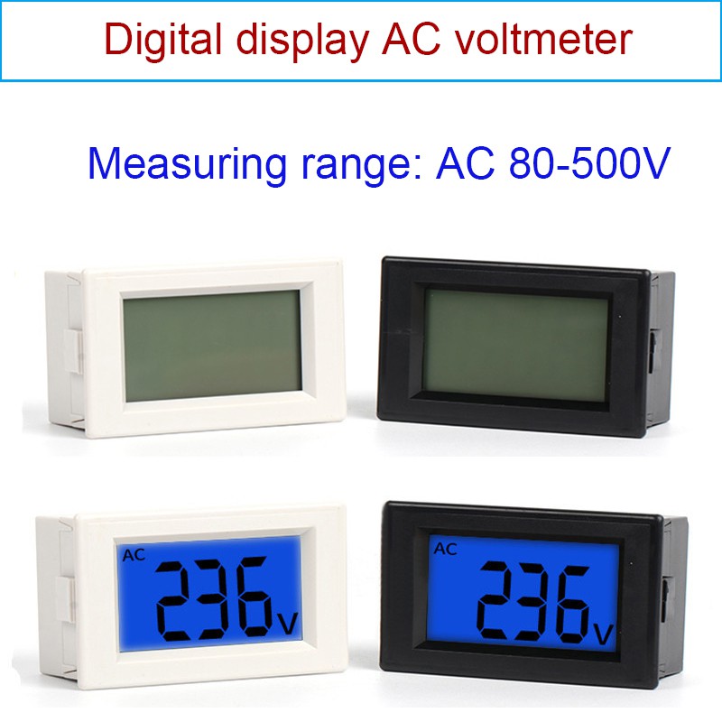 Hai dây AC 80-500V LCD Vôn kế Đầu kỹ thuật số Hiển thị kỹ thuật số AC Vôn kế LCD Hiển thị đồng hồ đo điện áp