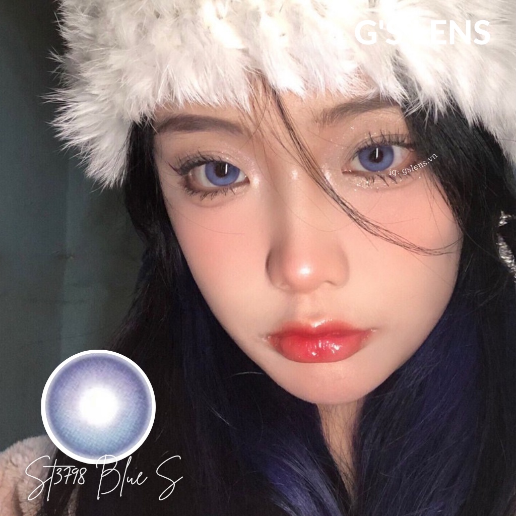 Lens Mắt Kính Áp Tròng Xanh Tím Hot Trend Douyin Giãn Ít Size S 14.2mm Có 0 Đến 6 Độ Cận St3798 Blue