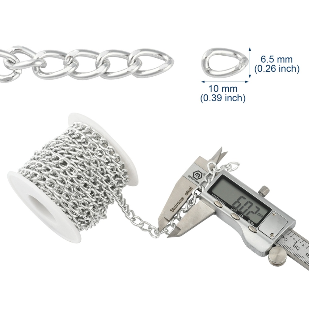 Cuộn dây xích xoắn nhôm kích thước 10x6.5x1.8mm 16.4 Feet