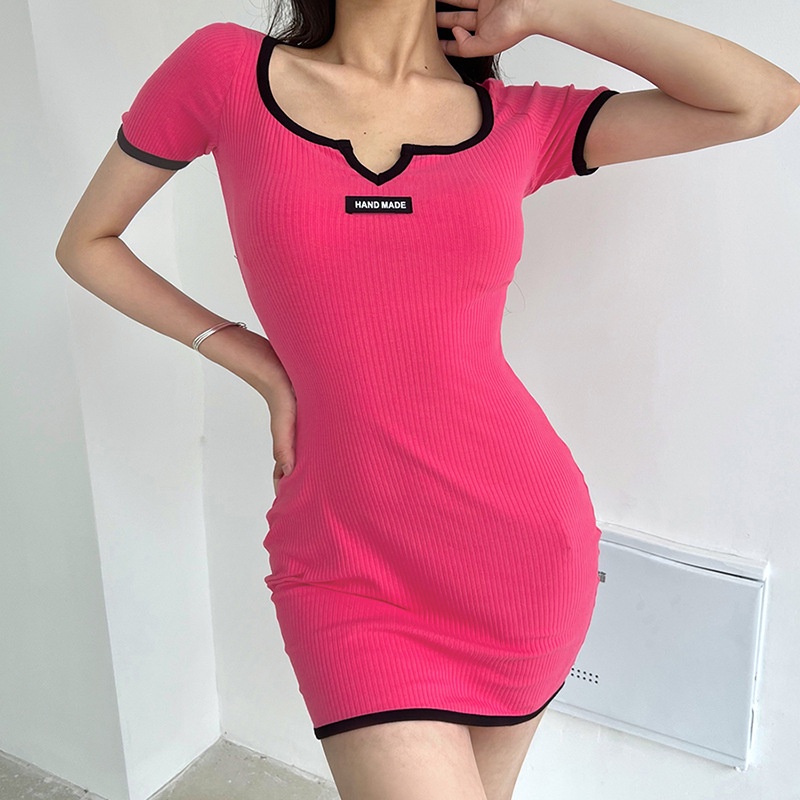 Đầm Tay Ngắn Dáng Ôm In Chữ Thời Trang Cho Nữ