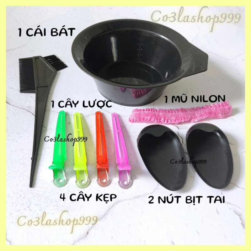 (LOẠI BÁT LỚN) Bộ dụng cụ nhuộm tóc tại nhà 9 chi tiết, tại các salon,Màu kẹp ngẫu nhiên