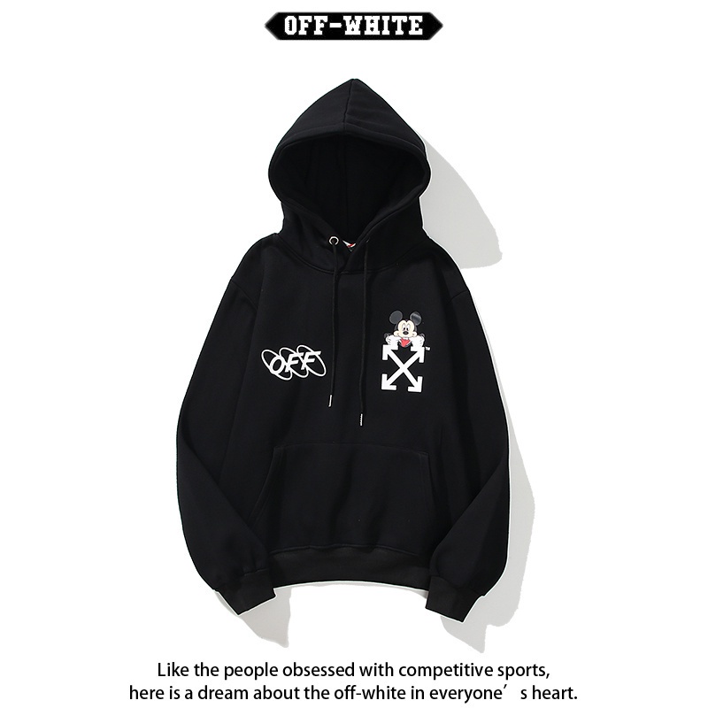 Áo hoodie Off-White lót nhung Plus Size thời trang năng động