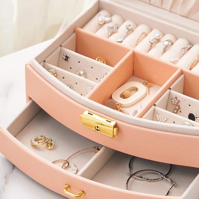 Hộp Đựng Trang Sức 2 Tầng Nhỏ Gọn Cho Nữ