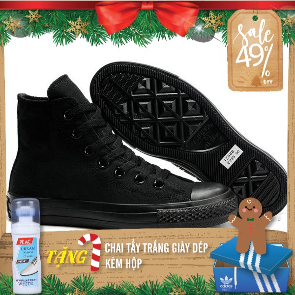 Giày Vải Sneaker CV Cao Cổ Màu Full Đen Nam Nữ Couple - Full box