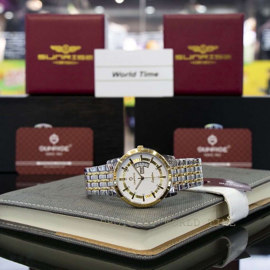 Đồng hồ nam sunrise dây thép DM767swa chính hãng full box  sapphire chống xước , chống nước, bảo hành 3 năm