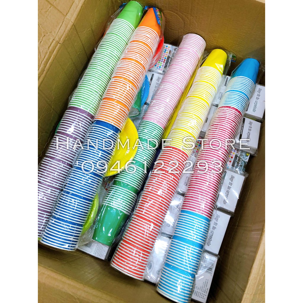 Set 10 cốc giấy làm thủ công đủ màu
