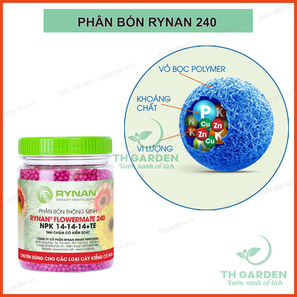 Phân Bón Thông Minh Rynan 240 - Chuyên Cho Cây Kiểng Có Hoa - Màng Polyme Kiểm Soát Giải Phóng Phân Từ Từ