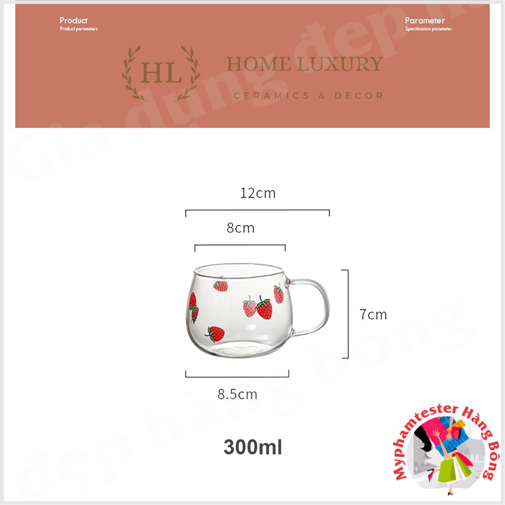 BÌNH DÂU TÂY | BỘ BÌNH CỐC THỦY TINH CHỊU NHIỆT HOA VĂN QUẢ DÂU TÂY DUNG TÍCH 1L - 1.6L | BÌNH CỐC TT DÂU TÂY