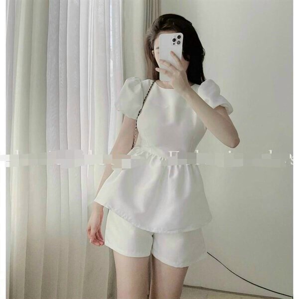 (Sale FreeShip) Sét bộ đùi nữ tay phồng sau cột nơ,chất umi cao cấp hàng chuẩn shop,diện đi đâu cũng xinh