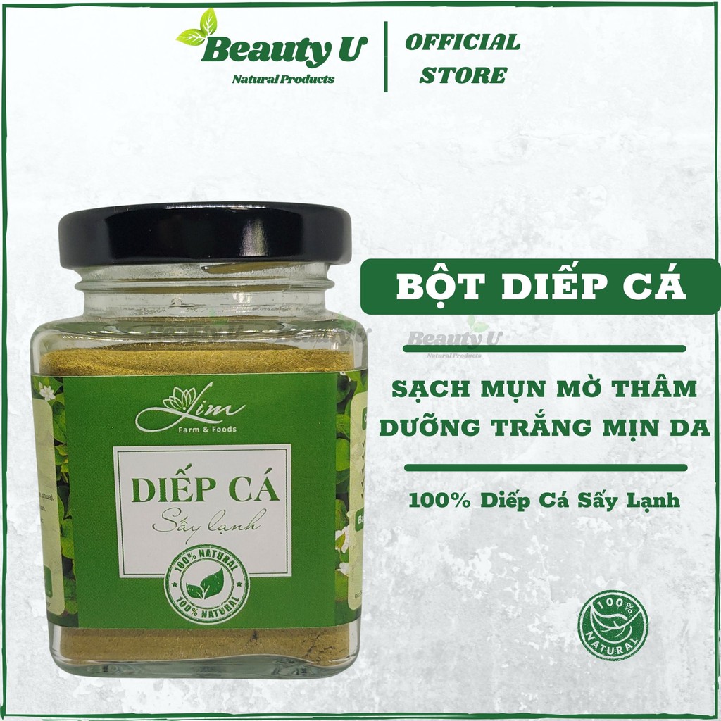 Bột Rau Diếp Cá Sấy Lạnh Nguyên Chất Hũ 150Gram LimFarm - Mask Mặt Nạ Diếp Cá Giảm Mụn Mờ Thâm , Dưỡng Da Căng Bóng