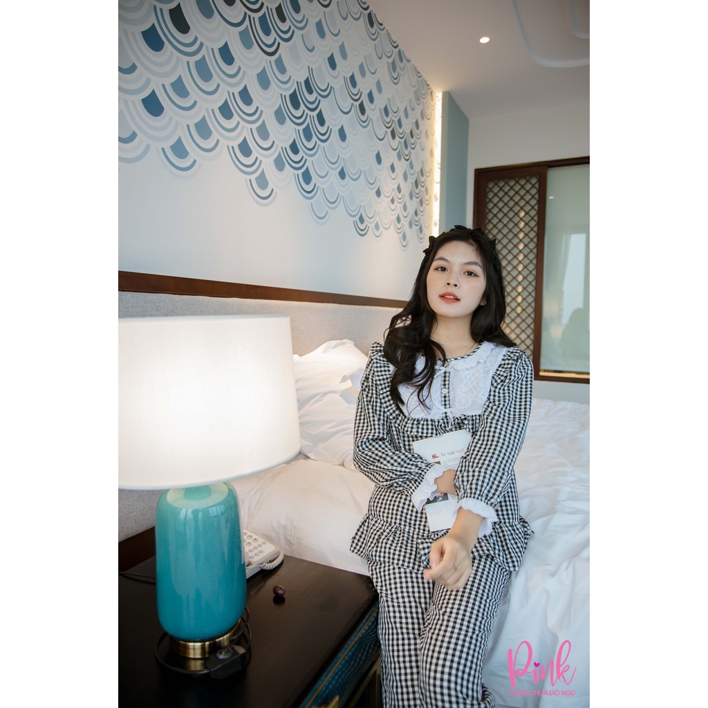 Đồ Ngủ Mùa Đông Pijama Vải Kate Loại 1 Không Nhăn Mịn Mát Đồ Mặc Nhà Nữ Tay Dài Phong Cách Hàn Quốc Nữ Tính - Pink Store