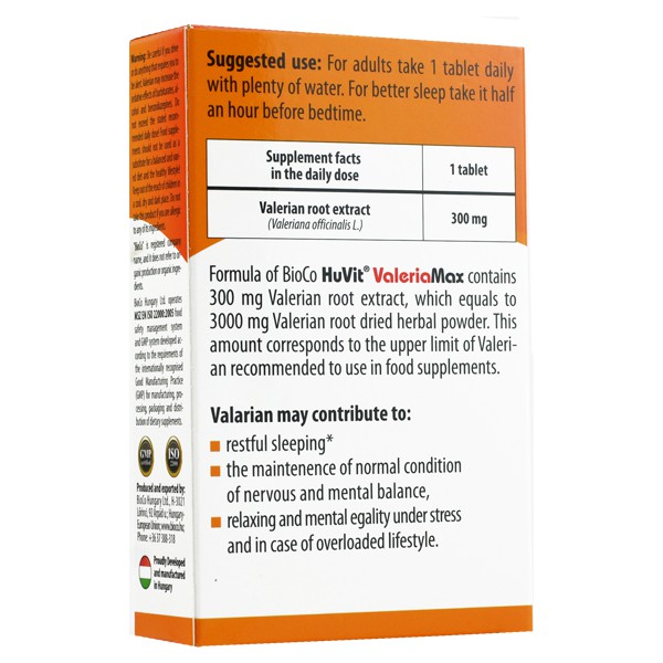 Viên uống hỗ trợ an thần Bioco Huvit Valeria Max - giúp ngủ ngon, giảm căng thẳng, stress