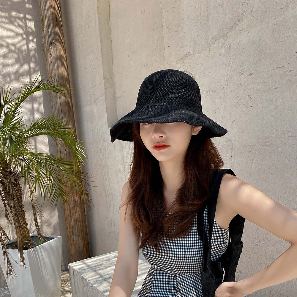 Mũ Cói Rộng Vành Hở Chóp Đính Nơ Thời Trang Mùa Hè Nhiều Màu Tùy Chọn Cho Nữ