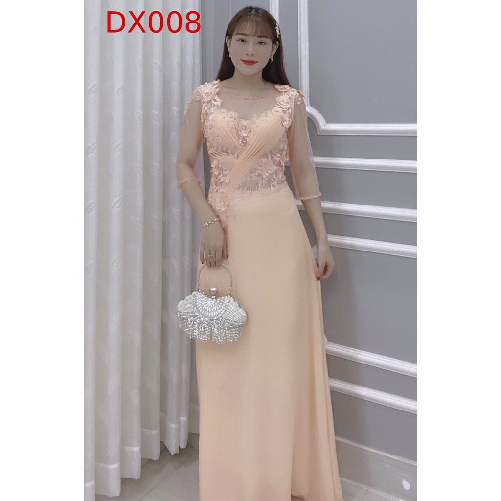 Đầm Nữ Thiết Kế Dạ Hội Đính Hoa Cao Cấp - Váy Đầm Trung Niên 2022 - DX008