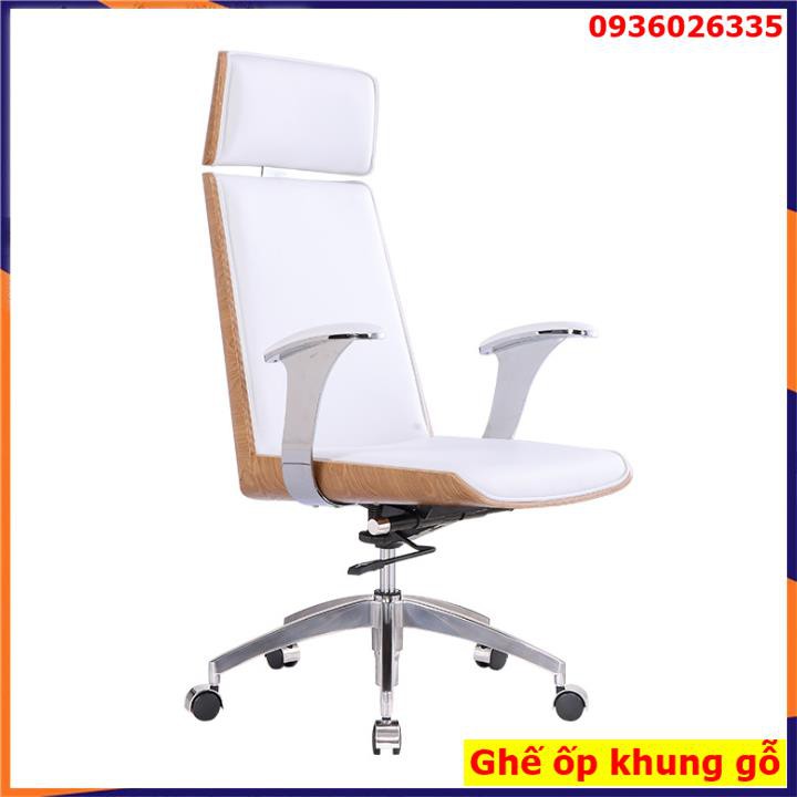 Ghế giám đốc, Ghế da lưng ốp gỗ cao cấp