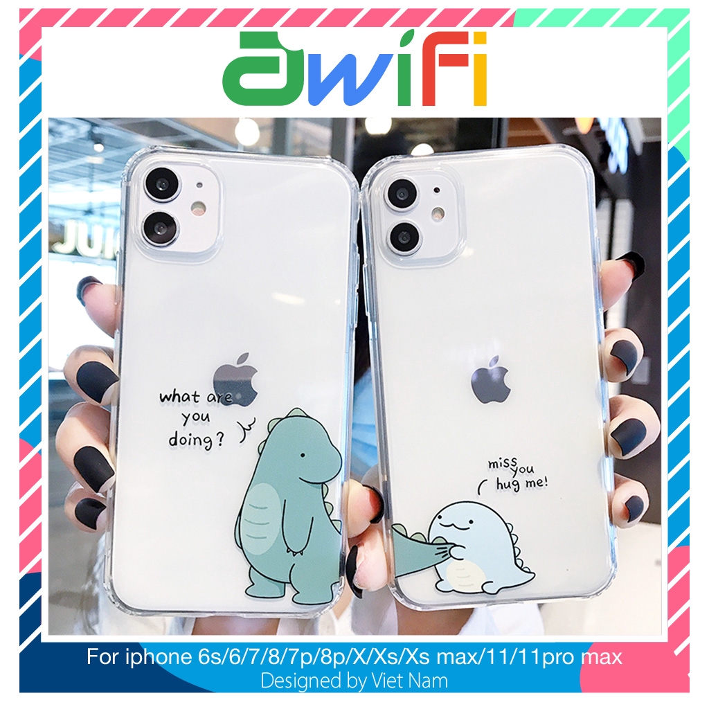 Ốp lưng iphone dino miss you trong 6/6plus/6s/6splus/7/7plus/8/8plus/x/xr/xs/11/12/13/pro/max/plus/promax - Awifi V5-8