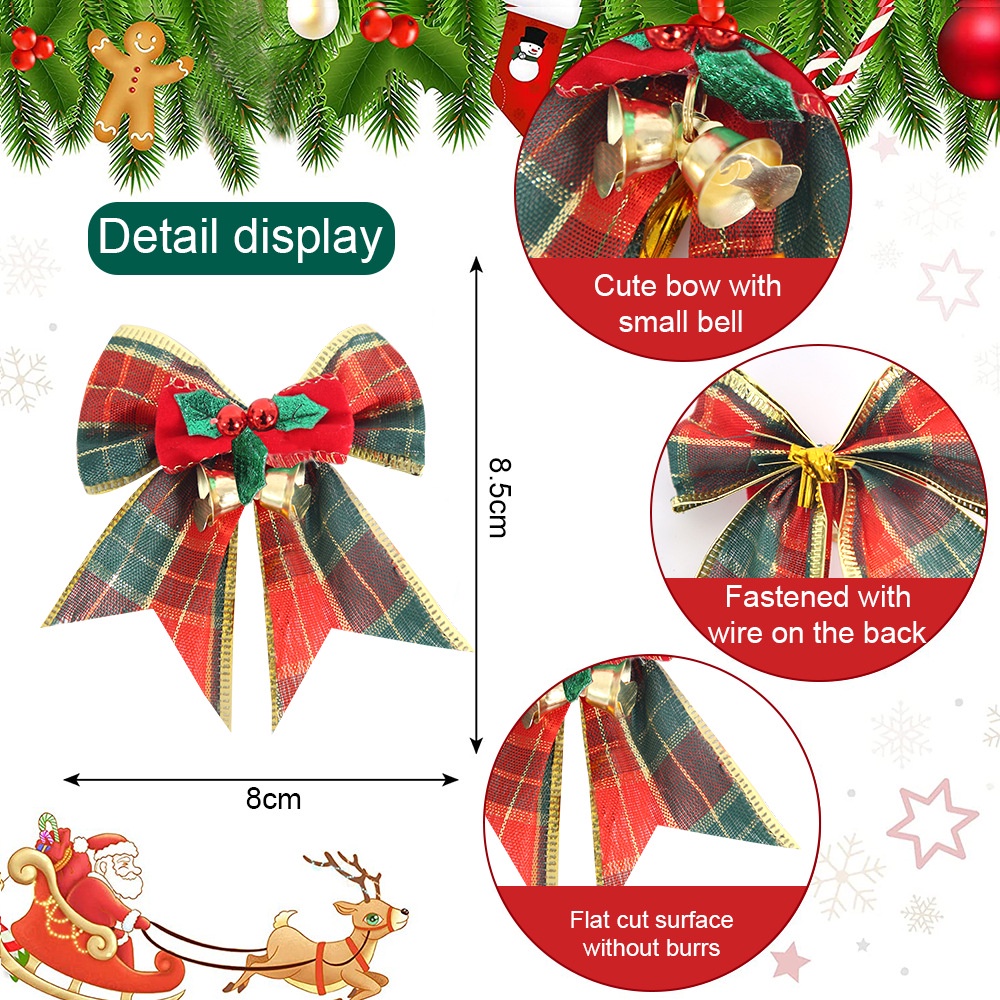 Set 4 Nơ Ruy Băng Xinh Xắn Dùng Để Trang Trí Cây Thông Giáng Sinh