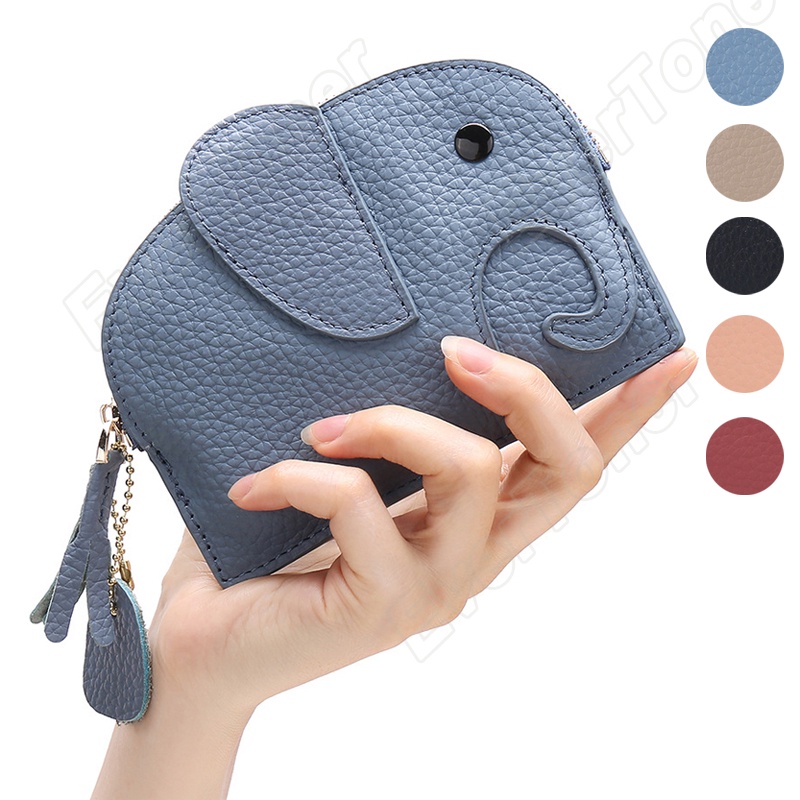 Evertoner Ví Da Thật Mini Đựng Tiền Xu / Thẻ Có Khóa Kéo Chất Lượng Cao Cho Nữ