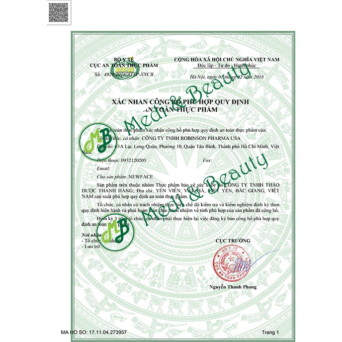 Viên uống bổ sung Sắt ,DHA, Vitamin và Khoáng Chất , cân bằng nội tiết tố  NEWFACE  lọ 60 viên