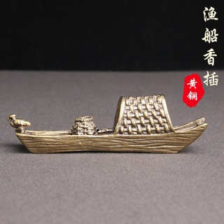 Mô hình thuyền câu cá bằng đồng thau phong cách cổ điển dùng cho trang trí