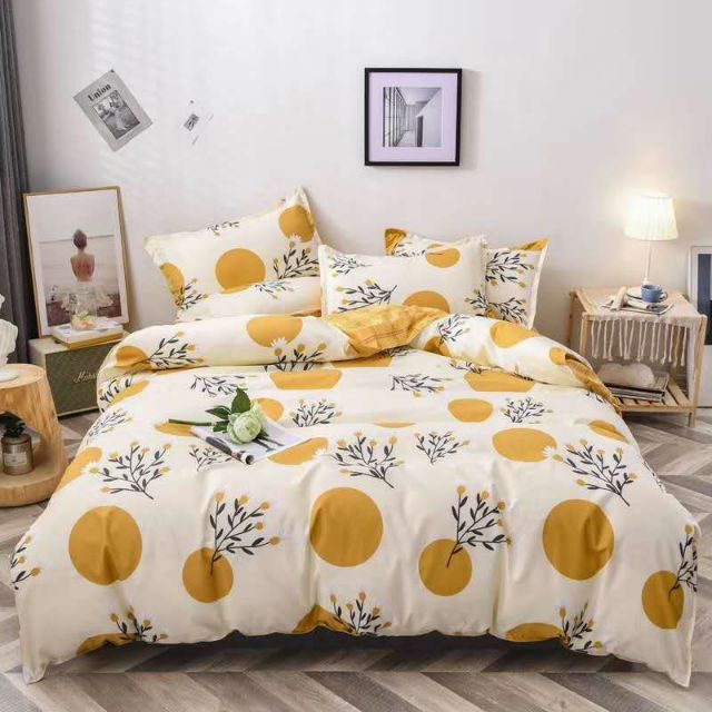 Bộ Chăn Ga Gối Trăng Vàng Cotton Poly