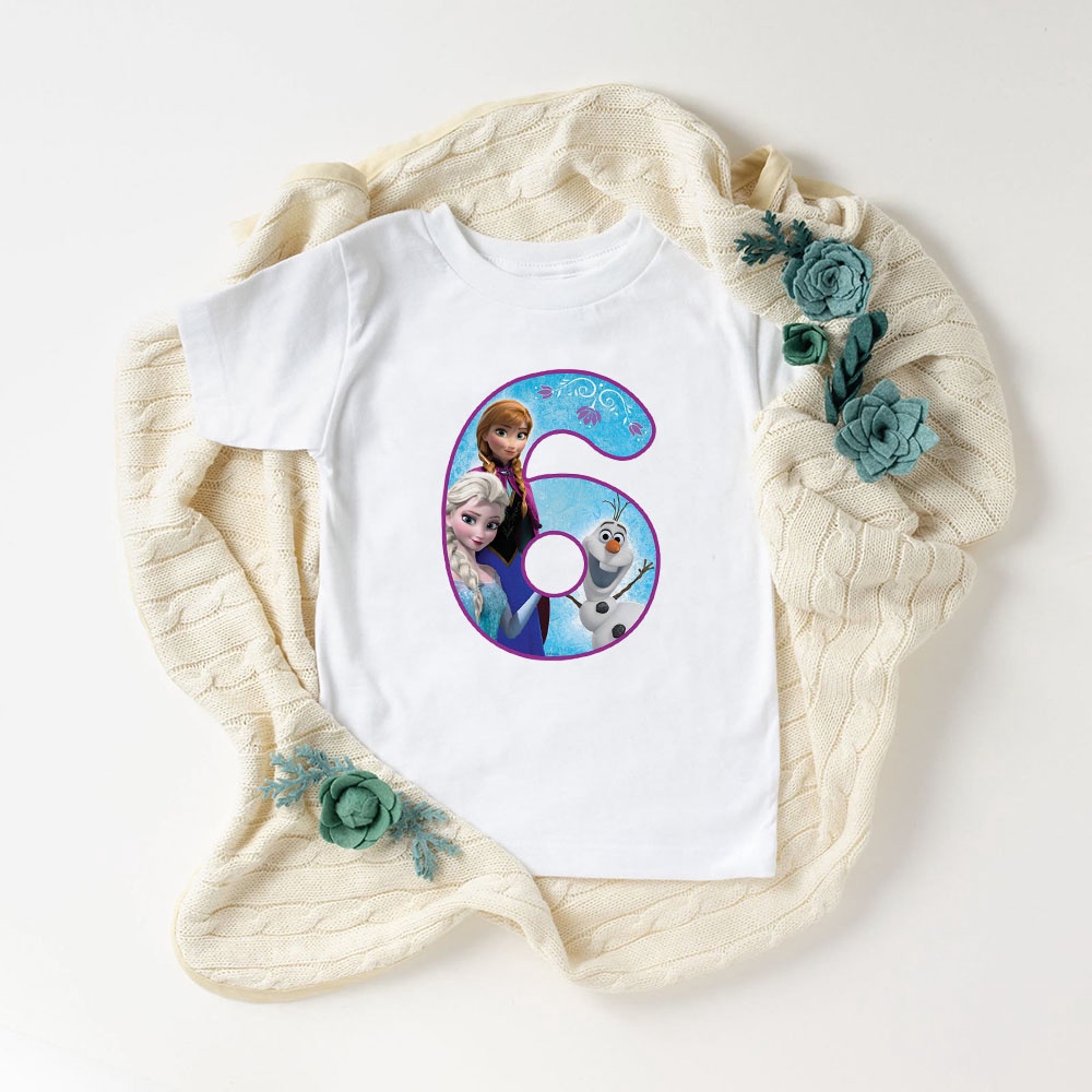 Áo thun bé gái in hình công chúa Elsa Mừng Sinh Nhật bé  siêu cute, chất liệu cotton thoáng mát SSSHOP