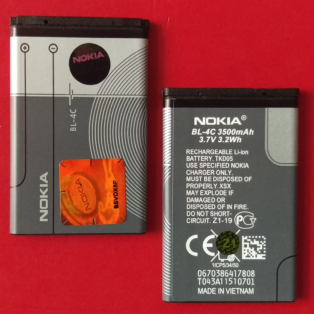 Pin Nokia BL-4C(Chống Phù Pin) Tương Thích với Nokia:6131;6101;6100;6066;7270;6301;1202;X2;2690;6300